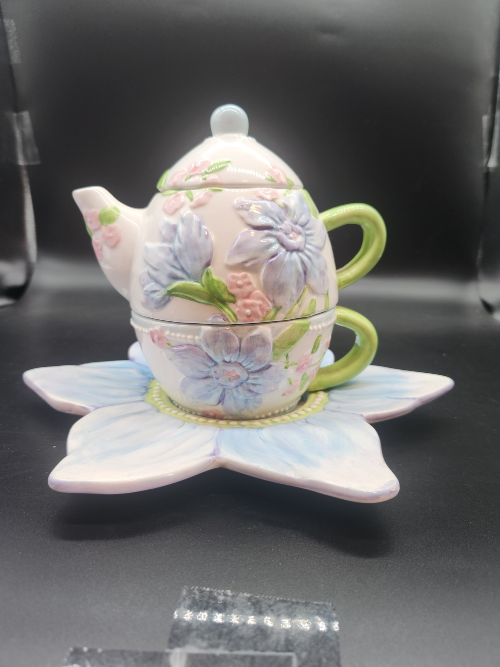 Vintage Bella Casa By Ganz Tea-for-on Stacking Teapot Set